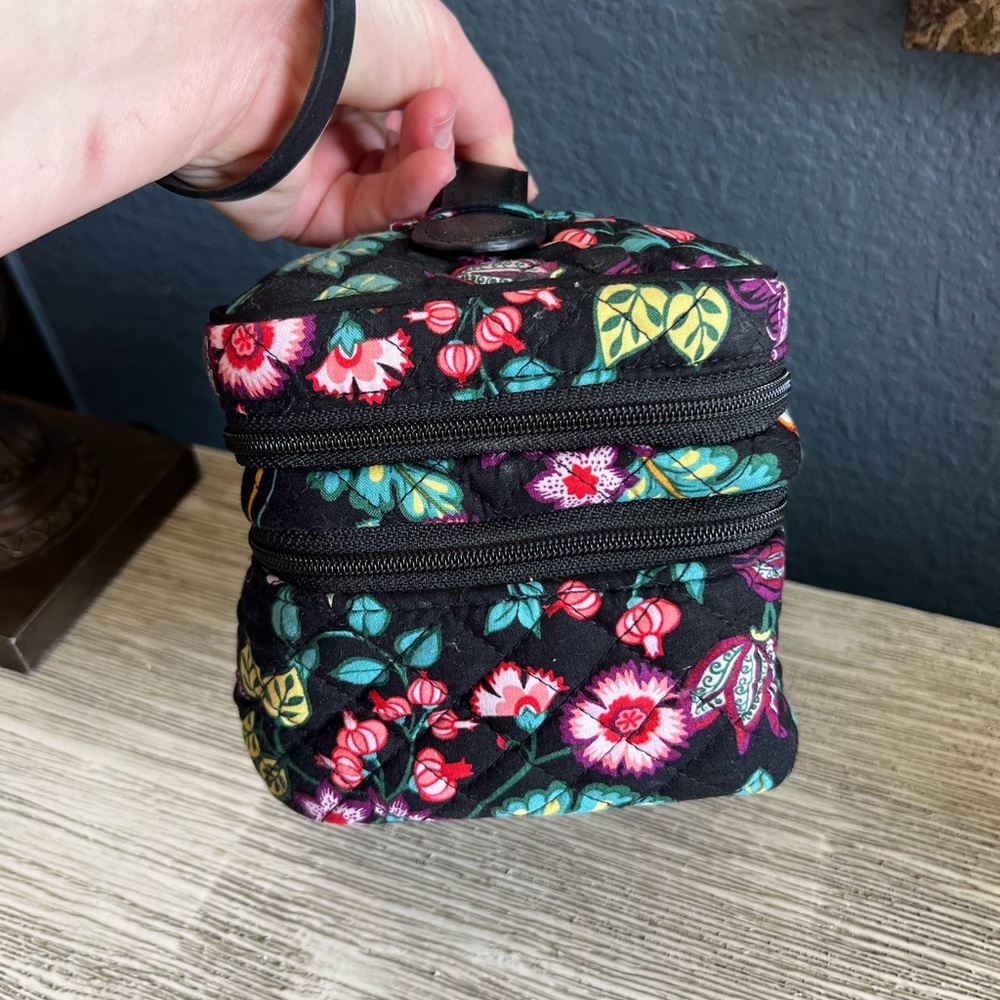 Vera Bradley Black Floral Double-Zip Travel Jewelry & Cosmetics Case - Picture 5 of 11